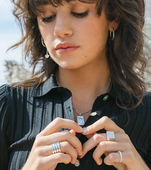 Citrine Pebble ring silver
