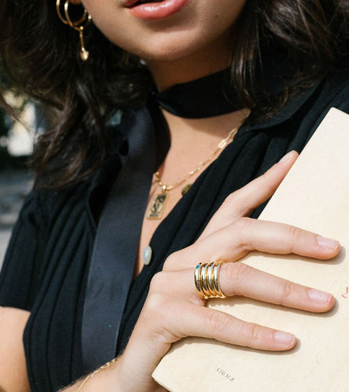 Zirconia Pebble ring gold
