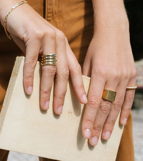 Citrine Pebble ring gold