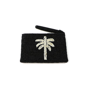 PALM TREE BEADED POUCH BLACK