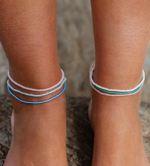 KA'ANAPALI FROSTED GLASS BEADED ANKLET