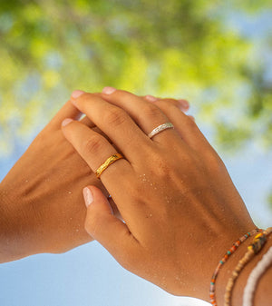 Flow With It Engraved Wave Ring Gold