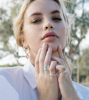 Zirconia Pebble ring silver